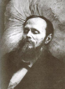Ф.М.Достоевский на смертном одре. Рис. И.Н.Крамского. 29 января 1881 года