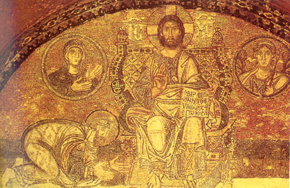 Мозаика над входом в храм Святой Софии. Константинополь